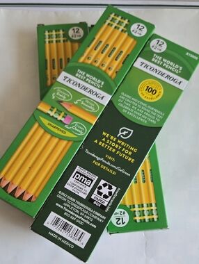 Yellow #2 HB Pencils - 4 Packs of 12 (Green Box)